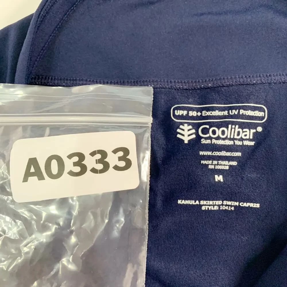 Coolibar Women's Navy Swim Skirt Leggings - Picture 4 of 10